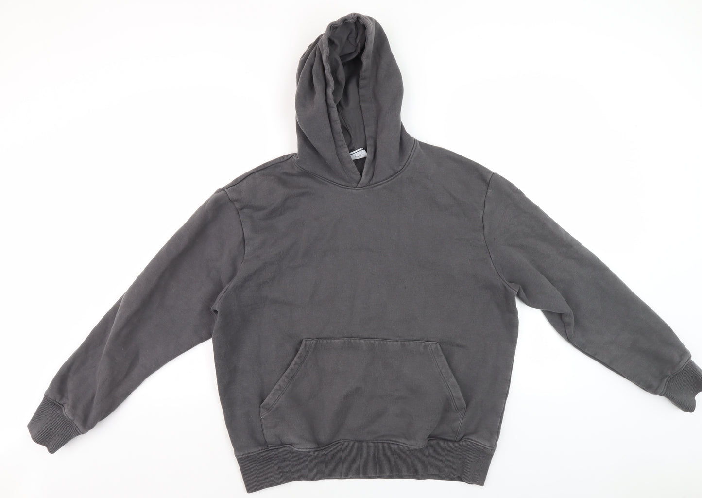 ASOS DESIGN Men's Grey S Pullover Hoodie Fleece