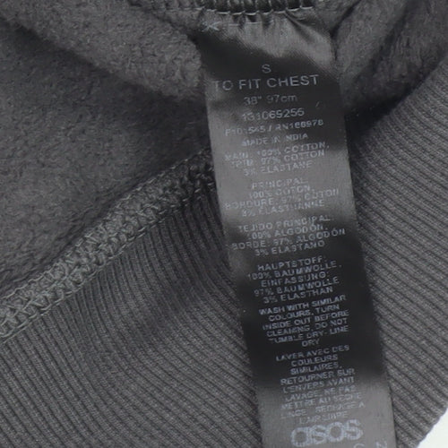 ASOS DESIGN Men's Grey S Pullover Hoodie Fleece