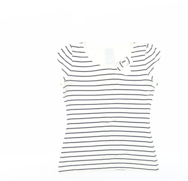 Next Women's White Striped T-Shirt - Size 12 Petites