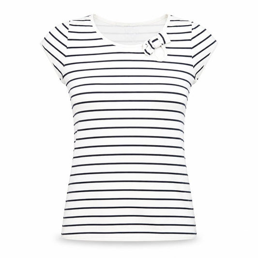 Front view of Next Women's White Striped T-Shirt -, size 12, Petites