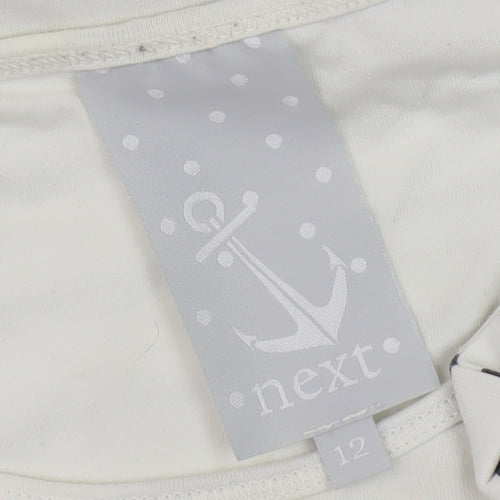 Next Women's White Striped T-Shirt - Size 12 Petites