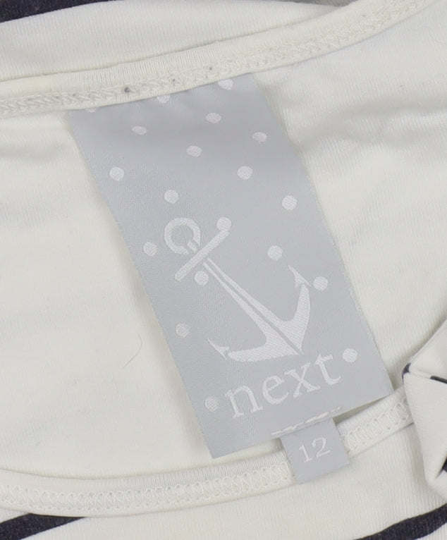 Next Women's White Striped T-Shirt - Size 12 Petites