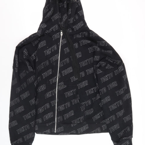 Motel Men's Black Hooded Jacket, Size L - City Style