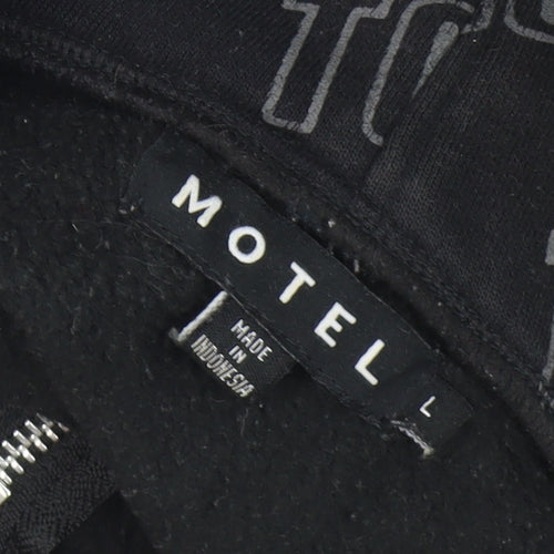 Motel Men's Black Hooded Jacket, Size L - City Style