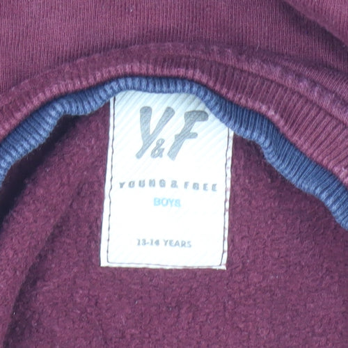Y&F Boys Red Sweatshirt 13-14 Years with Chest Zip Accent