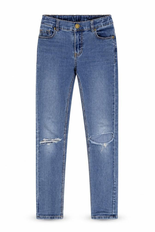 Front view of Polarn O. Pyret boys’ blue skinny jeans, size 146