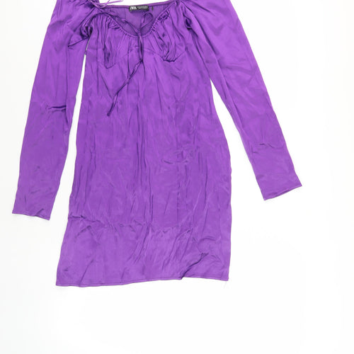 Zara Women's Purple Long Sleeve Dress Size 12