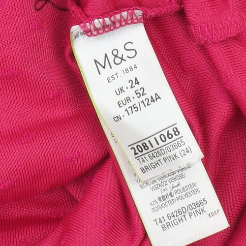 Marks and Spencer Women's Pink Basic T-Shirt Size 24