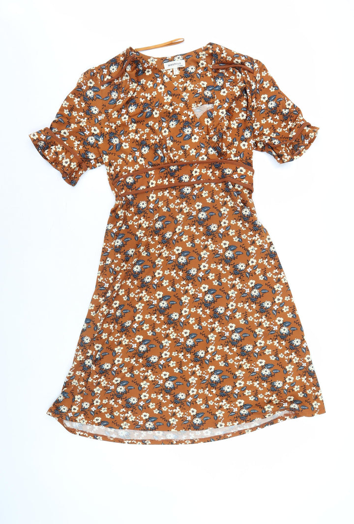 Monteau Women's Floral A-Line Dress, Large, Multicoloured