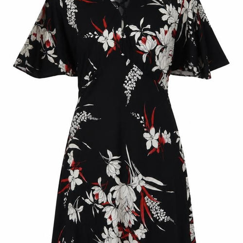 Capsule Women's Black Floral Dress, Size 12, V-Neck