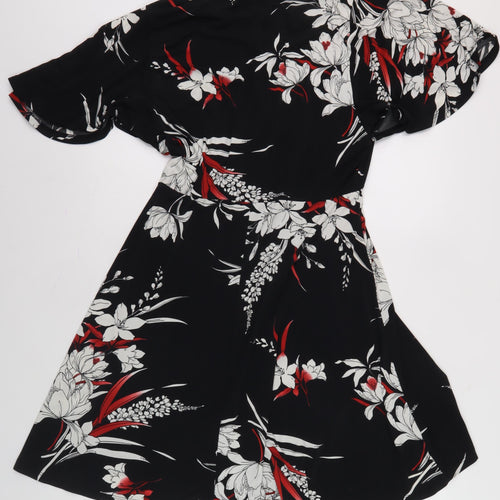 Capsule Women's Black Floral Dress, Size 12, V-Neck