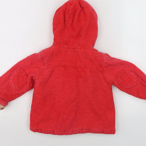 Next Girls Red Duffle Coat 18-24 Months Hooded Corduroy