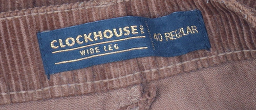 CLOCKHOUSE Men's Brown Wide-Leg Corduroy Trousers