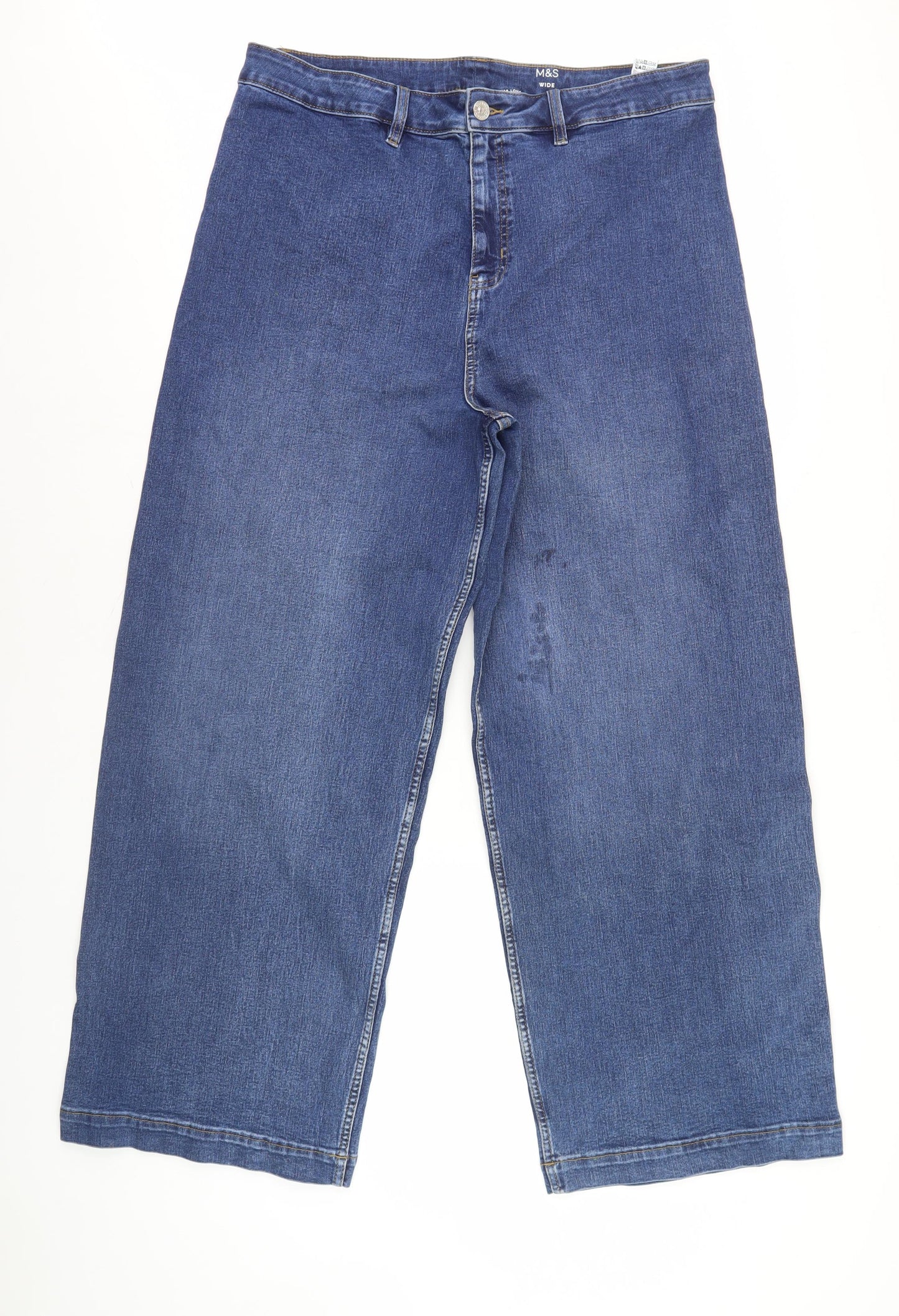 Marks and Spencer Women's Blue Wide-Leg Jeans, Size 18