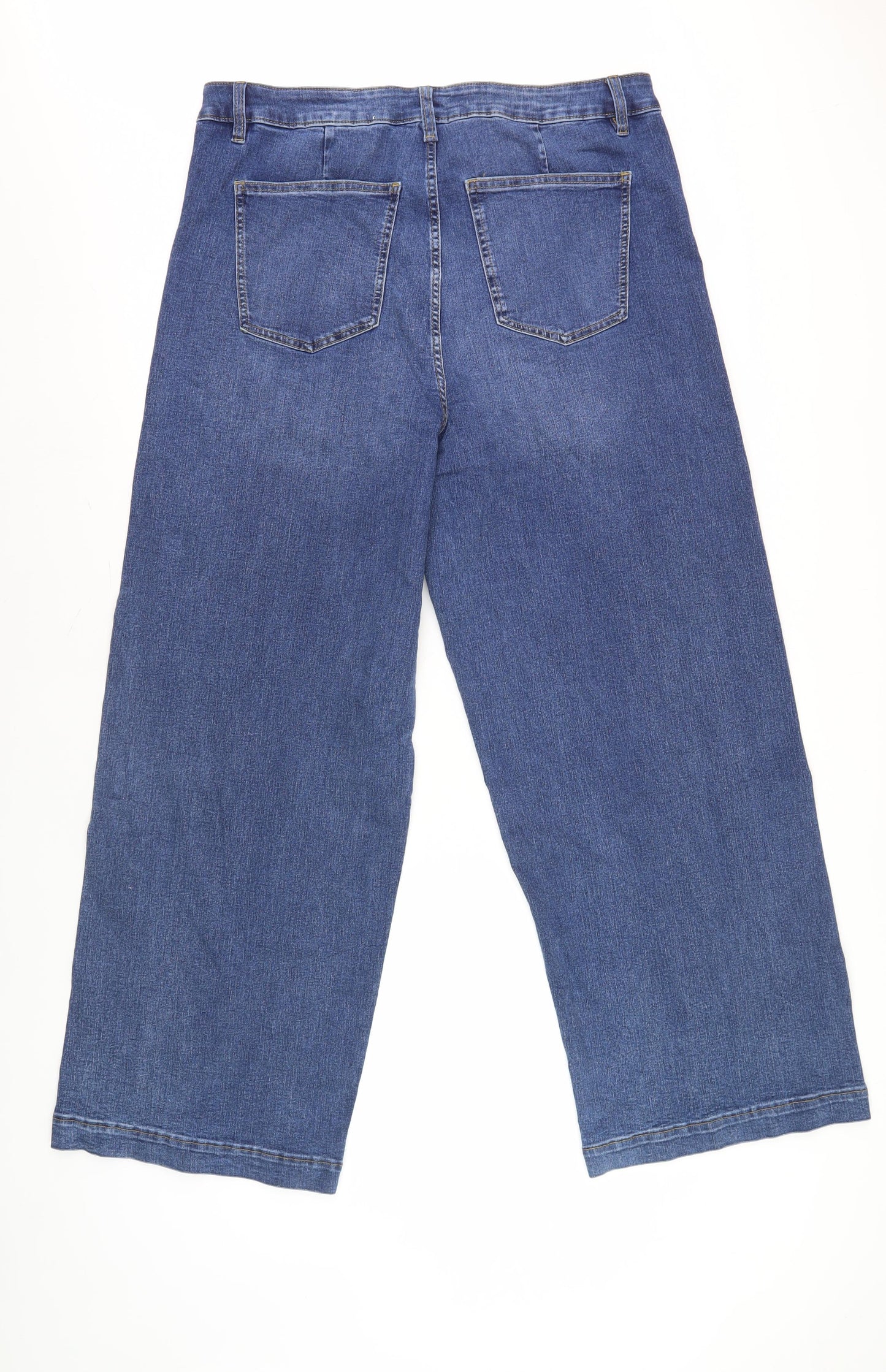 Marks and Spencer Women's Blue Wide-Leg Jeans, Size 18