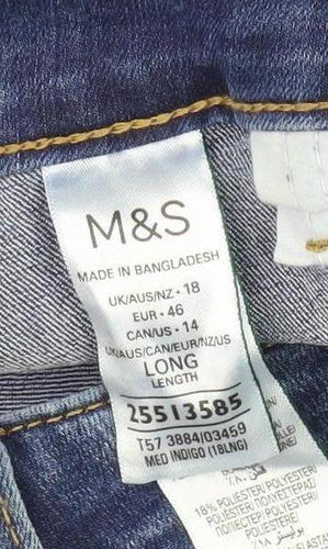 Marks and Spencer Women's Blue Wide-Leg Jeans, Size 18