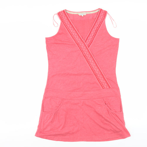 Fat Face Women's Pink Sleeveless V-Neck Dress Size 10