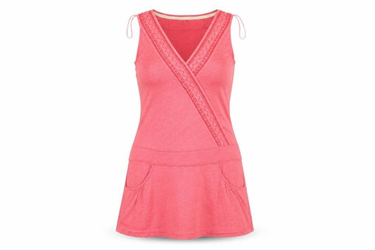 Front view of FatFace Women's Pink Sleeveless V-Neck Dress, size 10