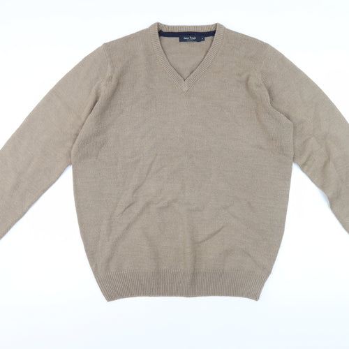 James Pringle Men's Beige V-Neck Pullover Jumper M