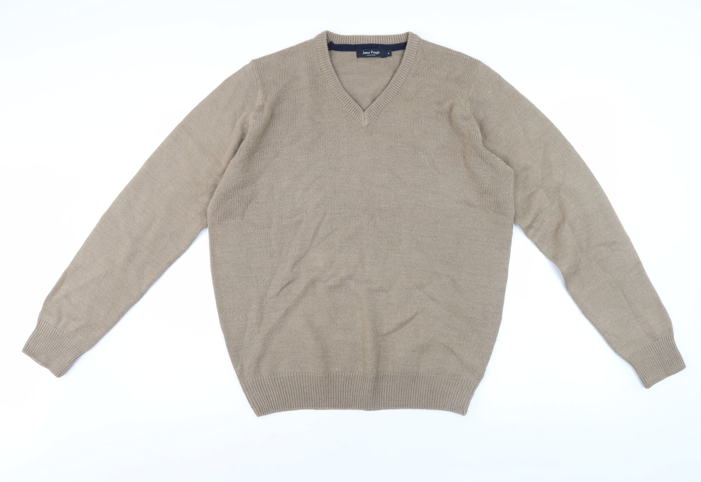James Pringle Men's Beige V-Neck Pullover Jumper M