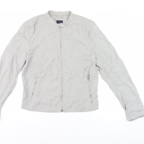 GAP Men's Grey Basic Jacket L Tall Zip Stand-Up Collar