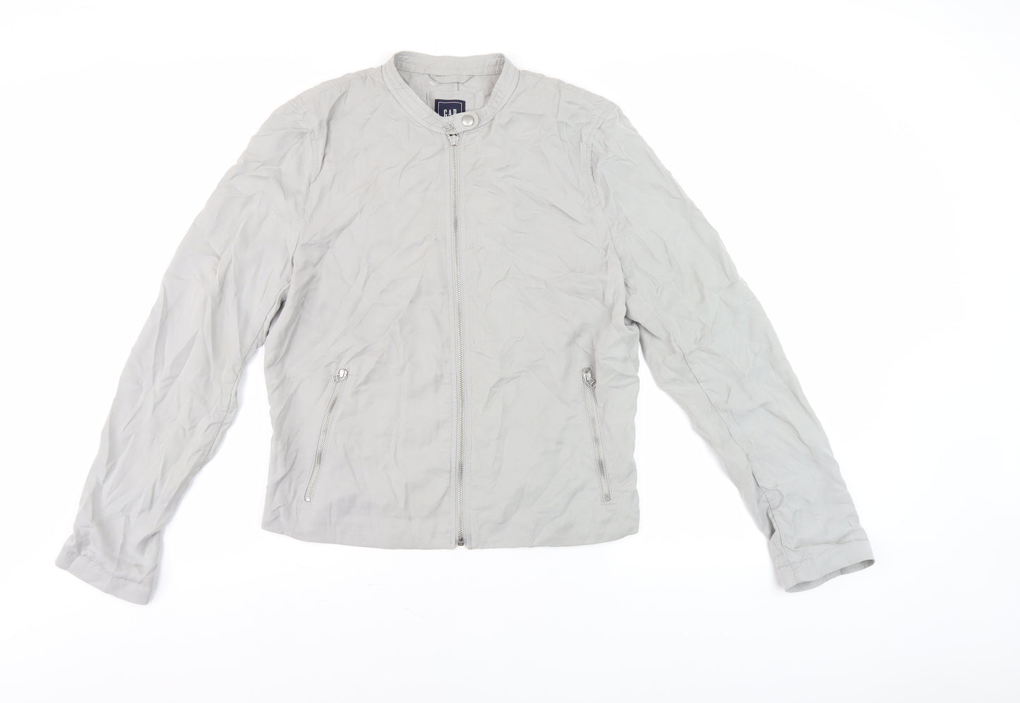GAP Men's Grey Basic Jacket L Tall Zip Stand-Up Collar