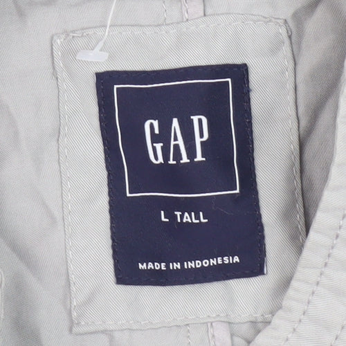 GAP Men's Grey Basic Jacket L Tall Zip Stand-Up Collar