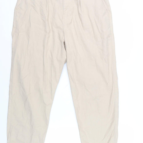 Women's Beige Chino Trousers Size 14 Mid-Rise