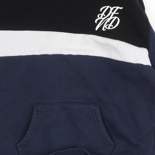 Boys Blue Colourblock Hoodie, Size 13-14, Pullover Style