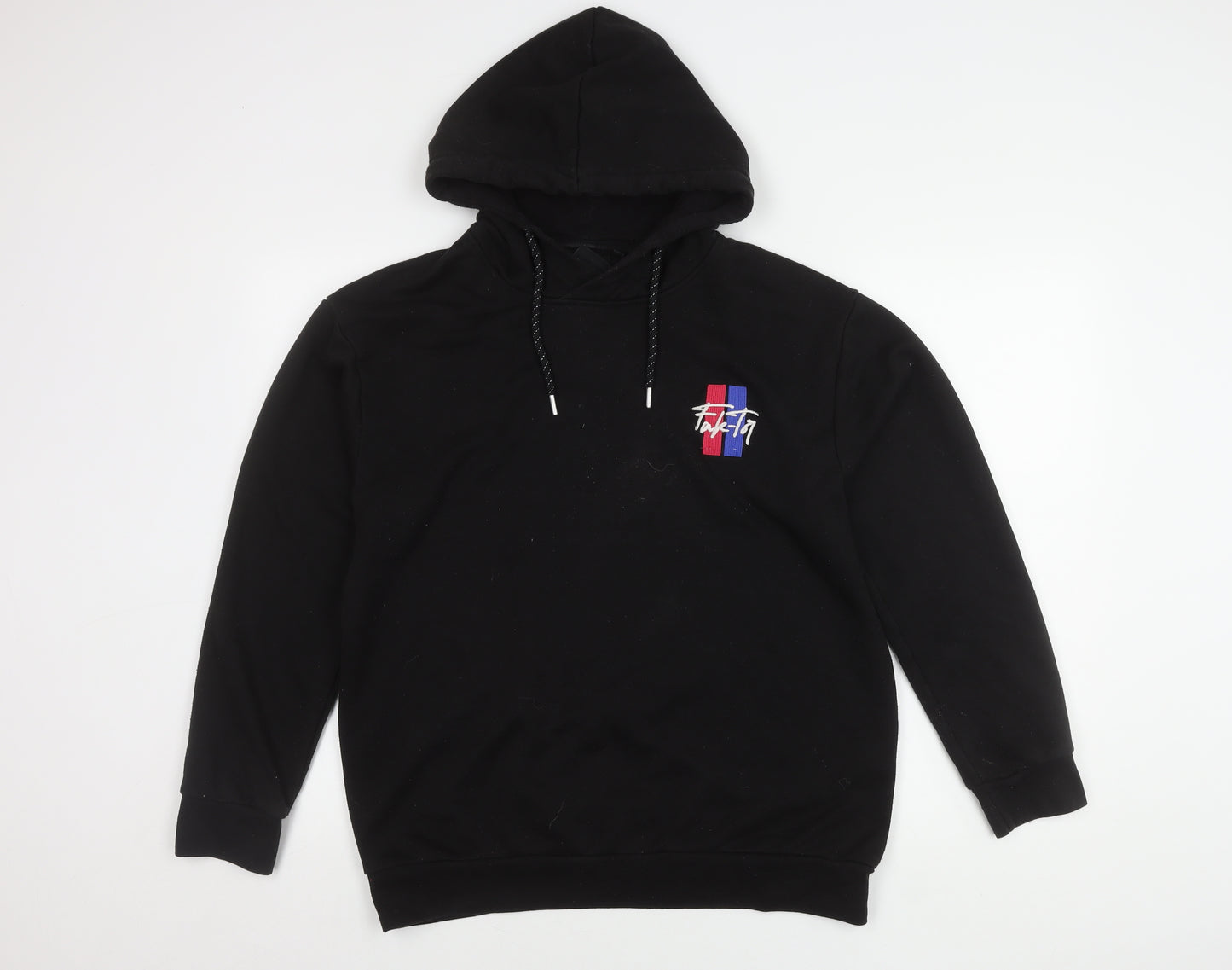 FAK-TOR Men's Black Pullover Hoodie M Graphic Print