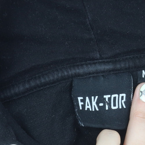 FAK-TOR Men's Black Pullover Hoodie M Graphic Print