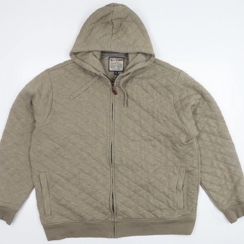 Next Men's Beige 2XL Hooded Jacket with Zip Pockets