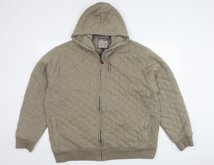 Next Men's Beige 2XL Hooded Jacket with Zip Pockets