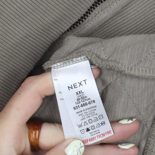 Next Men's Beige 2XL Hooded Jacket with Zip Pockets