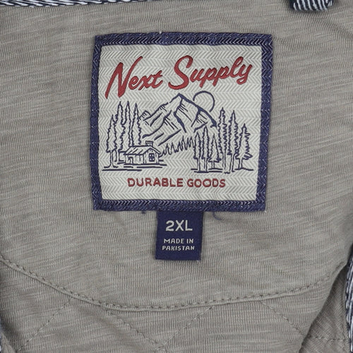 Next Men's Beige 2XL Hooded Jacket with Zip Pockets