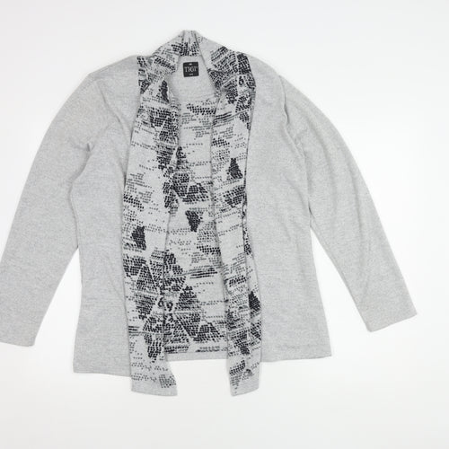 TIGI Women's Grey Long Sleeve Open Front Cardigan - Size L