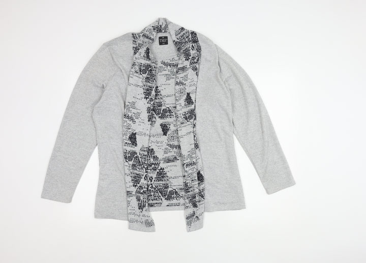 TIGI Women's Grey Long Sleeve Open Front Cardigan - Size L