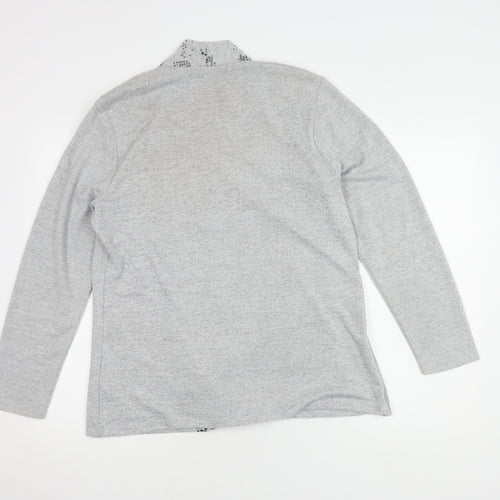 TIGI Women's Grey Long Sleeve Open Front Cardigan - Size L