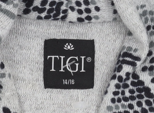 TIGI Women's Grey Long Sleeve Open Front Cardigan - Size L