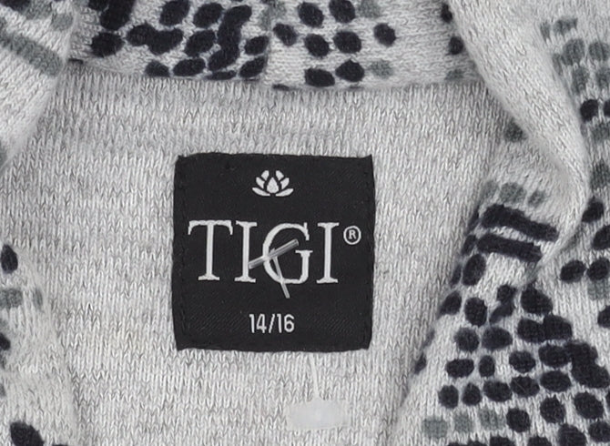 TIGI Women's Grey Long Sleeve Open Front Cardigan - Size L