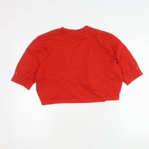 M&Co Women's Red Shrug 3/4 Sleeve Size 18 Knit