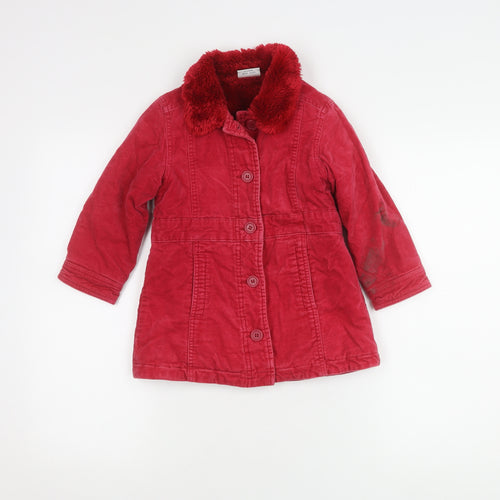 Next Girls Red Cotton Coat 3-4 Years