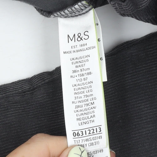 Marks and Spencer Men's Grey 38 Regular Fit Trousers