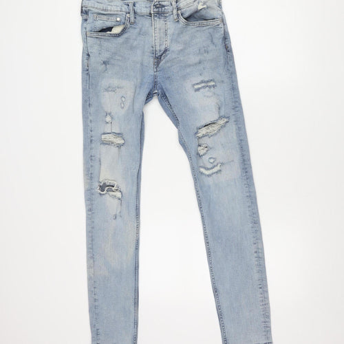 H&M Women's Blue Skinny Jeans Size 4 Distressed