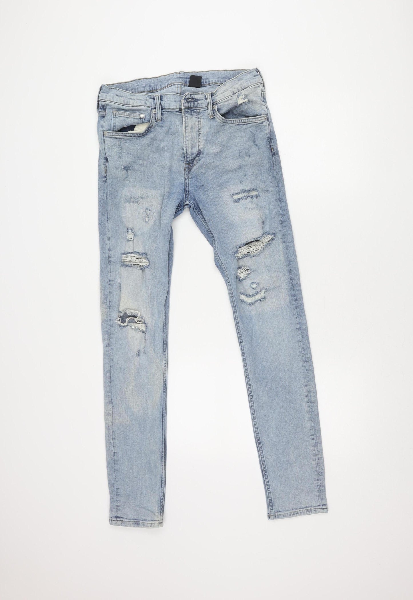 H&M Women's Blue Skinny Jeans Size 4 Distressed