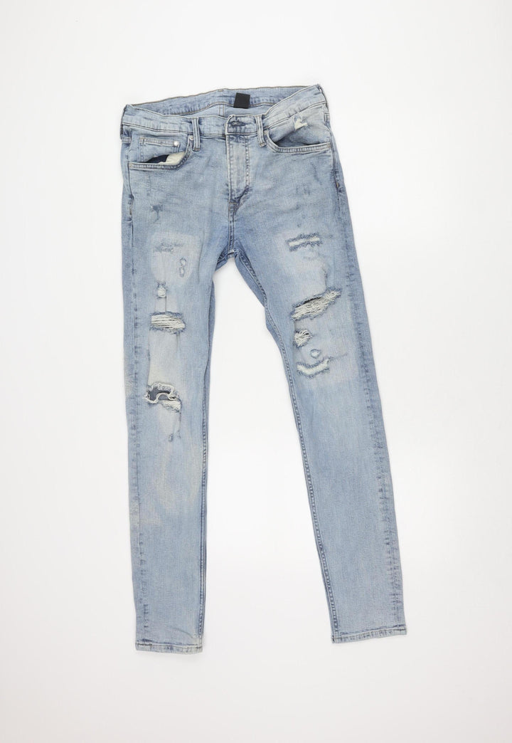 H&M Women's Blue Skinny Jeans Size 4 Distressed