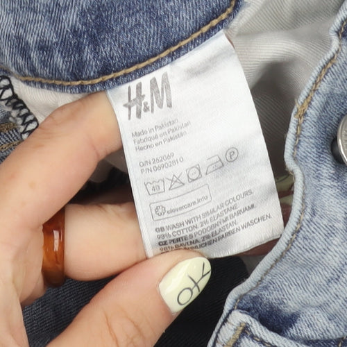 H&M Women's Blue Skinny Jeans Size 4 Distressed