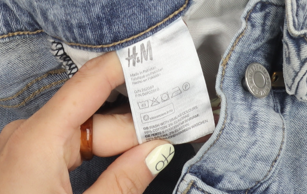 H&M Women's Blue Skinny Jeans Size 4 Distressed