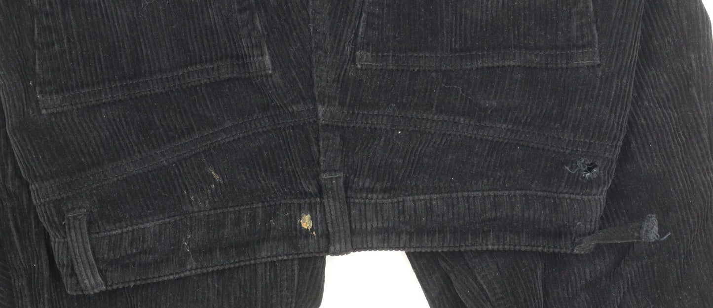 Topshop Women's Black Corduroy Trousers Size 8 Casual Comfy