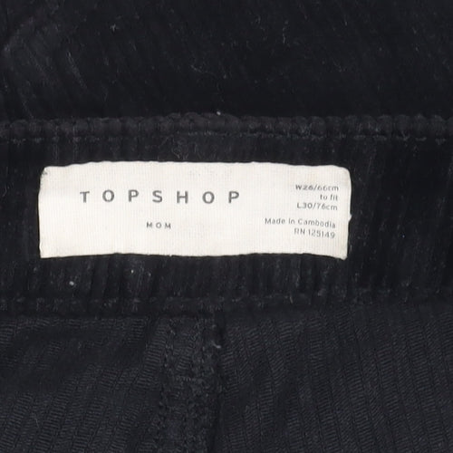 Topshop Women's Black Corduroy Trousers Size 8 Casual Comfy